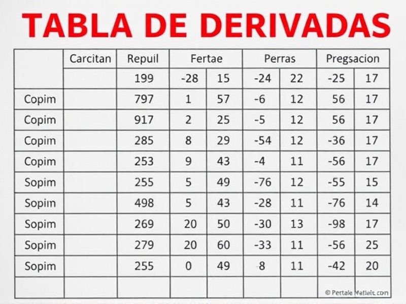 tabela de derivadas